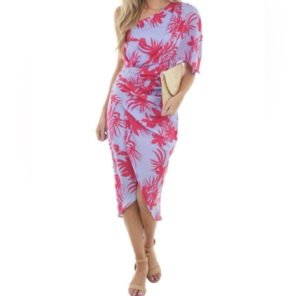Do + Be Off One Shoulder Dress! NWT! Large! Lavender & Hot Pink! Fabulous!